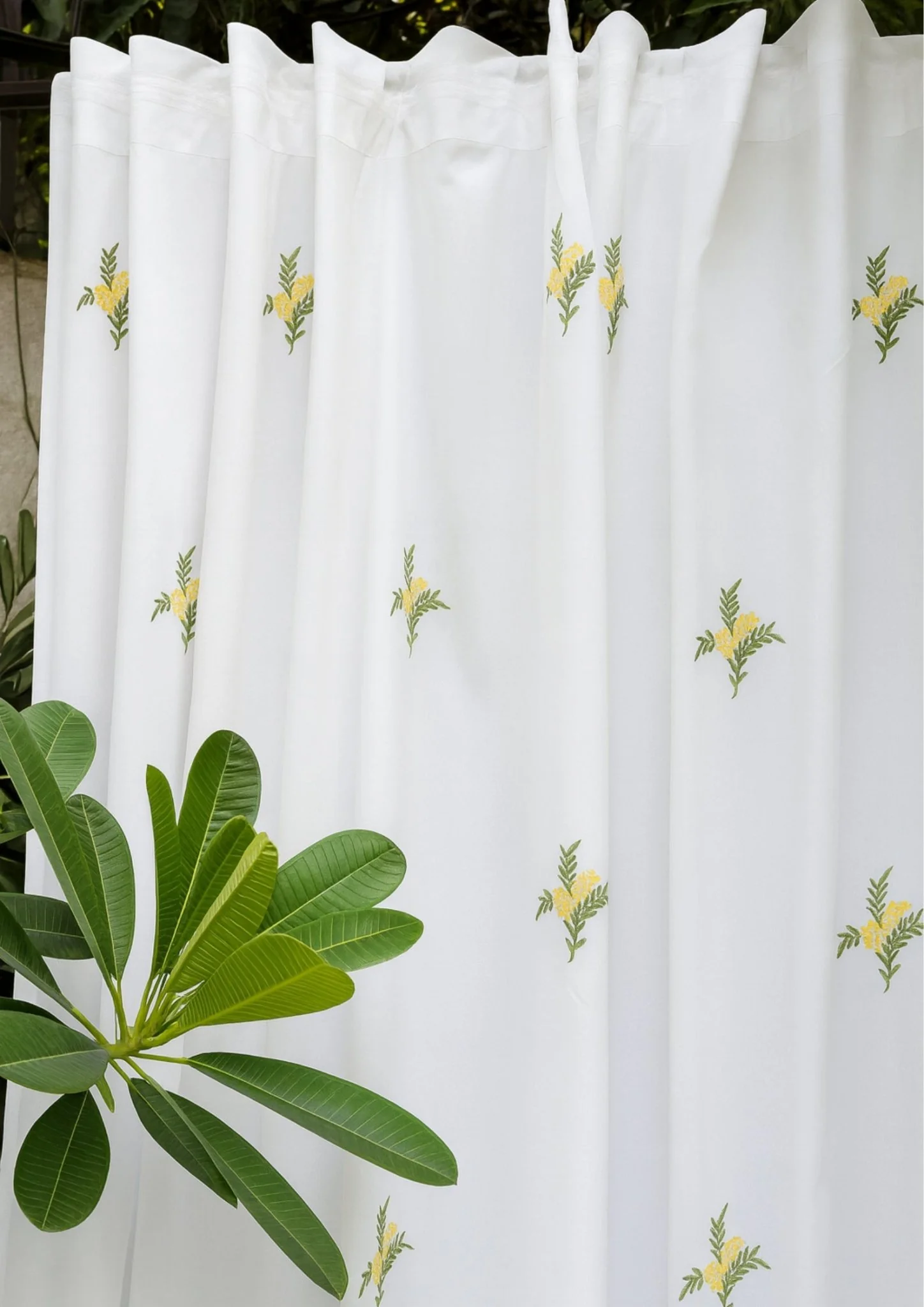 White Hand Embroidery Semi Sheer Curtain - Image 5