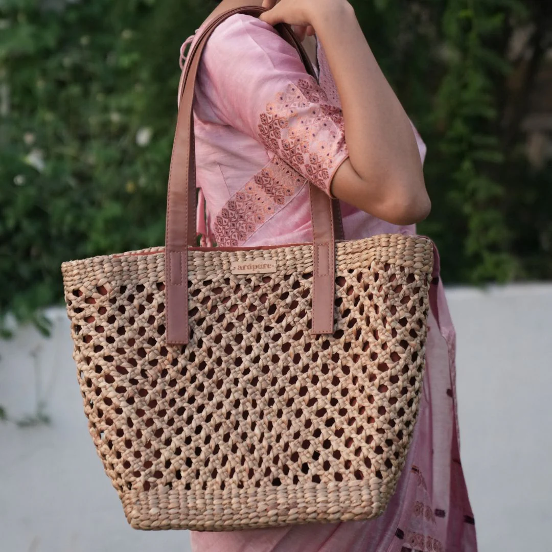 YILDIZ Wicker Tote Bag | Handwoven Natural Wicker Shoulder Bag