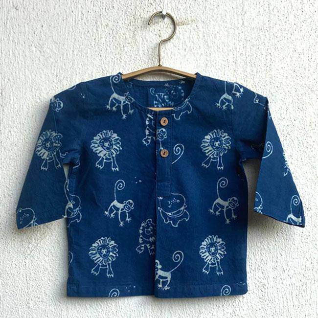 Zoo Print Indigo Kurta Set - Image 3
